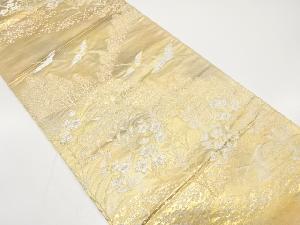 アンティーク　群鶴に秋草模様織り出し袋帯(着用可)